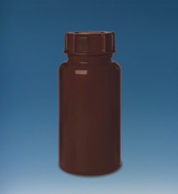 Wide-mouth bottles, with screw cap, LDPE, amber