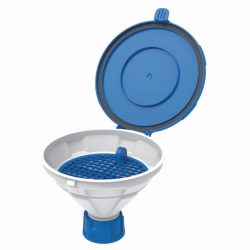 Sicherheitstrichter mit Klappdeckel, V2.0, weiß/blau, HDPE