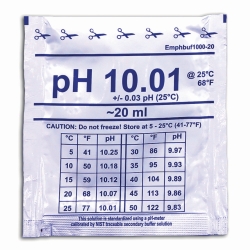 pH buffer solutions, 25 &deg;C