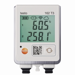 Online temperature data logger testo 162 T3, with two connections for TC temperature sensors