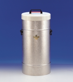Dewar flasks, cylindrical, aluminium container with side grips