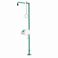 Safety shower combination ClassicLine, free-standing with face wash unit, bowl and lid