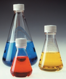 Disposable Erlenmeyer Flasks Nalgene™ with screw closure, PETG, sterile, with flat bottom