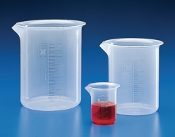 Beakers, PP, low form, embossed graduations