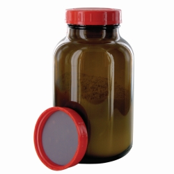 Wide-mouth bottles, amber glass, PTFE-lined screw caps