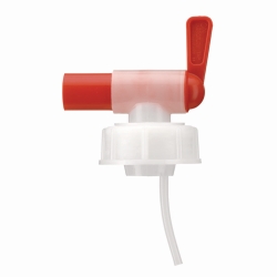Schraubverschlüsse, HDPE, mit rotem Auslaufhahn