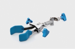 Two prong clamps, cast steel, with swivel mechanism