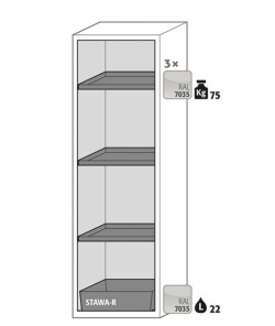 Safety Storage Cabinets S-PHOENIX Vol. 2-90 with Folding Door, 3 shelves, powder-coated sheet steel