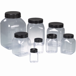 Square wide-mouth containers, PVC, transparent