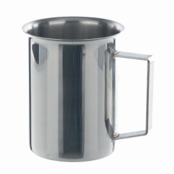 Beakers, stainless steel, with rim and handle