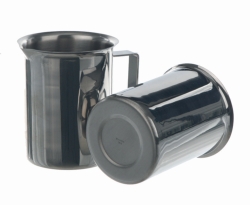 Beakers, stainless steel, with rim, spout and handle