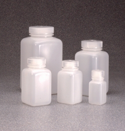 Square bottles, wide-mouth Nalgene™, HDPE