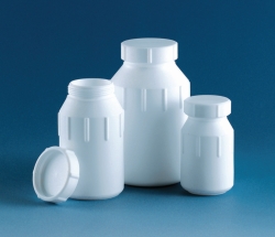 Wide-mouth bottles, PTFE, with screw cap