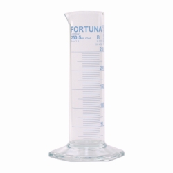 Measuring cylinders FORTUNA®, borosilicate glass 3.3, low form, class B, blue graduated