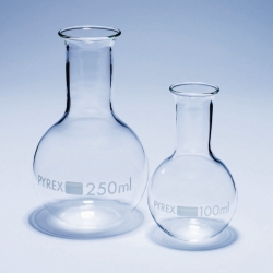 Boiling flasks, flat bottom, narrow neck, Pyrex®