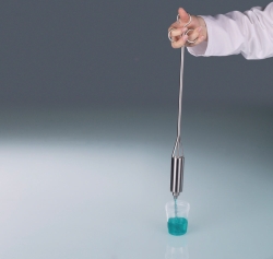 Flüssigkeits-Sammler, Einhandbedienung, Edelstahl V4A (1.4404), Daumenöffnung