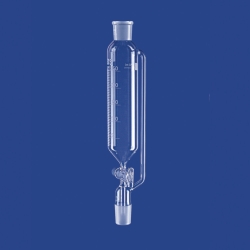 Ampoule de coul&eacute;e cylindrique avec &eacute;quilibrage de pression, en verre borosilicate 3.3, avec cl&eacute; en verre