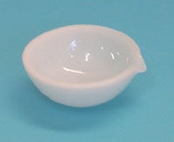 Evaporating Dish with spout, Quartz Glass, flat, white