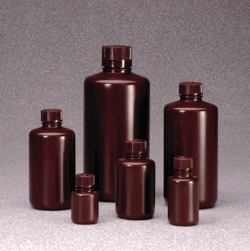 Enghalsflaschen Nalgene™, mit Verschluss, HDPE, braun