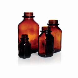 Vierkant-Schraubflaschen, Kalk-Soda-Glas, Braunglas