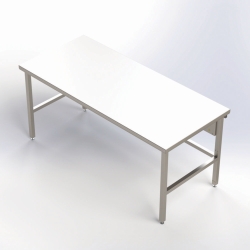 Cleanroom tables high- adjustable with a smooth worktop